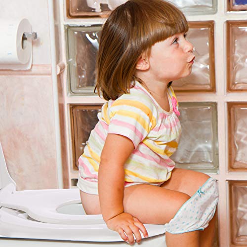 Tapa de WC, HIMIMI Asiento de inodoro familiar, Tapa wc con asiento magnético desmontable para niños, Sisagra ajustable, Fácil de instalar, Tapa wc de polietileno para adultos y niños (447*371*55mm)