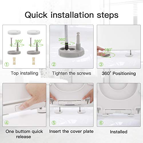 Tapa de WC, HIMIMI Asiento de inodoro familiar, Tapa wc con asiento magnético desmontable para niños, Sisagra ajustable, Fácil de instalar, Tapa wc de polietileno para adultos y niños (447*371*55mm)