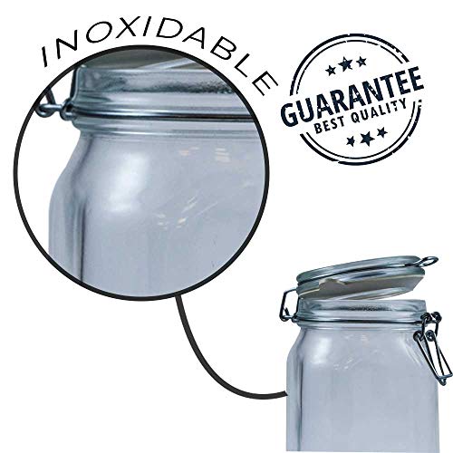 TAPAS & ENVASES RIOJA Botes Cristal Cocina Bote con Cierre hermetico con Tapa Bote para Alimentos menaje de Cocina con Cierre Manual de Aluminio Ideal para conservas Alimentos Kombucha (500 Ml)