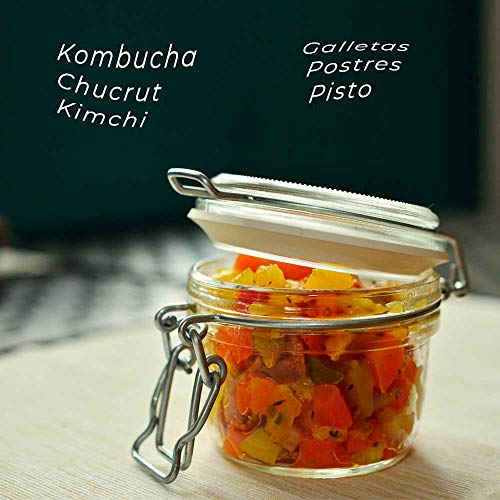 TAPAS & ENVASES RIOJA Botes Cristal Cocina Bote con Cierre hermetico con Tapa Bote para Alimentos menaje de Cocina con Cierre Manual de Aluminio Ideal para conservas Alimentos Kombucha (500 Ml)