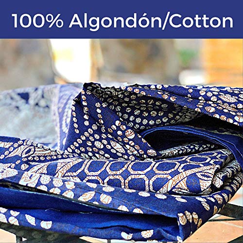 Tapiz Mandala 100% Algodón de la India con 210X240 cm Tapices Indios de Decoración Múltiples Aplicaciones: Cubrecama, Cubre sofá, Mantel, Pareo, Foulard, Picnic, Toalla Playa (Calavera, Beige/Negro)