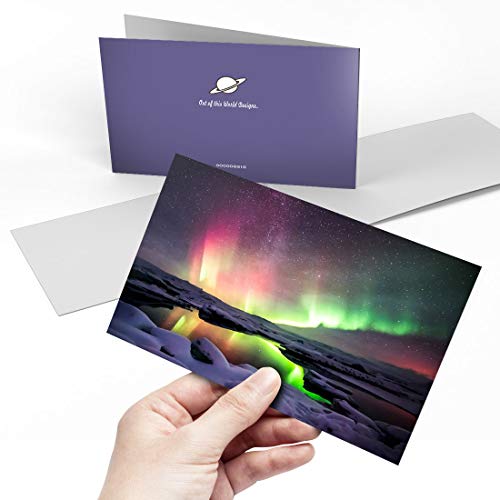 Tarjeta de felicitación (A5) – Aurora Borealis Northern Lights Sky Art en blanco tarjeta de felicitación de cumpleaños para niños y niñas #8516