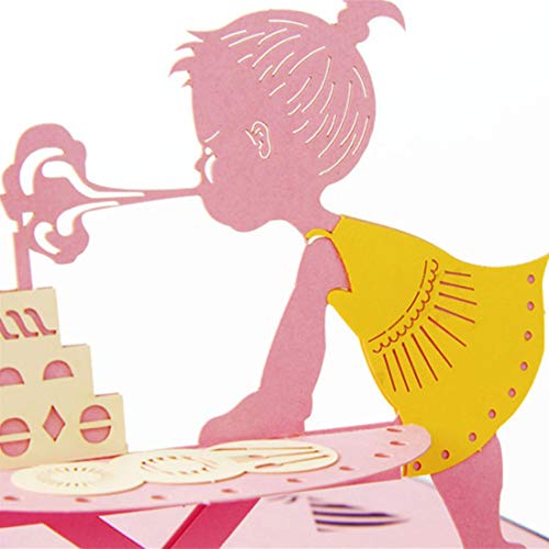 Tarjeta de Felicitación Emergente 3D,Tarjeta de Cumpleaños Bebé Tarjeta Regalo Invitaciones con Sobre para Niños, Niños Pequeños Felicitaciones (Niña, Pastel Cumpleaños Velas) SPDYCESS