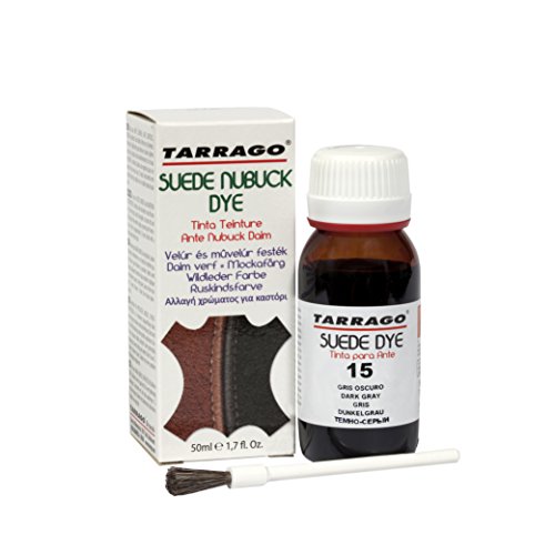 Tarrago | Suede Nubuck Dye 50ml | Tinte para Cambiar Colores Claros a Oscuros | Apto para Ante y Nubuck (Gris Oscuro 15)
