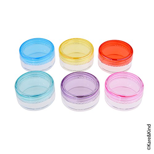 Tarros Contenedores de Bálsamo Labial - Para Uso Cosmético - Paquete de 48 - 6 Colores – Para Hacerlo Usted Mismo - 5 gramos (5 ml) - 48 Adhesivos para Bálsamo Labial Escribibles y 48 Impresos