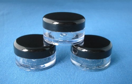 Tarros vacíos de plástico transparente de 5 ml de capacidad, para almacenar maquillaje, cremas, muestras, purpurina, 50 unidades, tapa negra