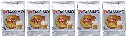 TASSIMO Marcilla Café con Leche - 5 paquetes de 16 cápsulas: Total 80 unidades