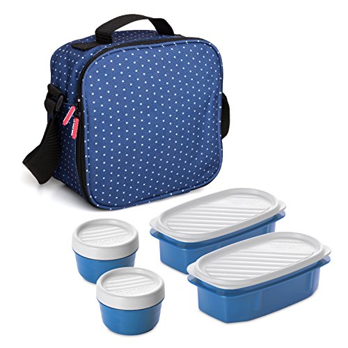 TATAY Urban Food Casual - Bolsa térmica porta alimentos con 4 tapers herméticos incluidos, 3 litros de capacidad, Azul, 22.5 x 10 x 22 cm