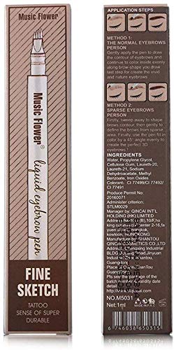 Tattoo Liquid Eyebrow Pencil con cuatro puntas de tenedor Impermeable y duradero Lápiz de cejas Ink Sketch Eyebrow Pen para Maquillaje Natural de Ojos(#2 Marrón)
