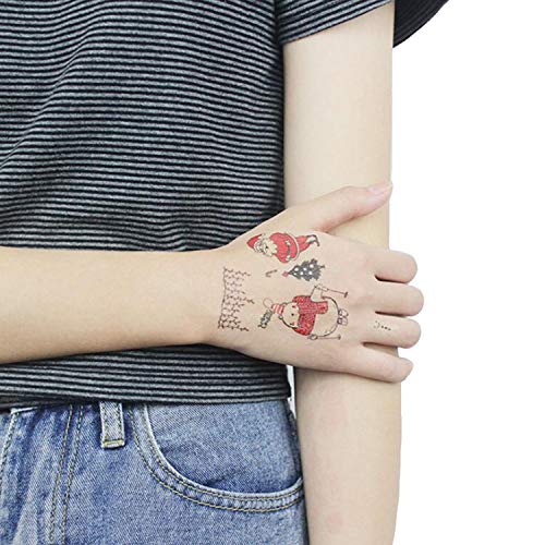 Tatuaje de Navidad Luminoso Tatuajes Temporales para Niños Santa Claus Tatuajes Falsos Tatuajes Pegatinas para Infantiles Regalo para Fiesta de Cumpleaños