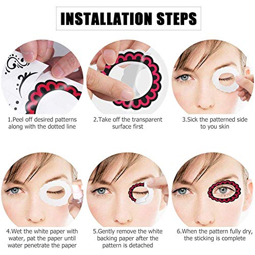 Tatuaje temporal de la cara Diseño de rosa, 4 piezas Regalos de Navidad Etiquetas engomadas del tatuaje de Halloween, Día de los muertos Maquillaje para la fiesta de disfraces de Navidad