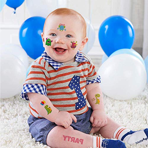 Tatuajes Temporales Para Niños, MMTX 200pcs Monstruo Pirata Dinosaurio Tatuaje Falso Pegatinas Perfecto Para Niños infantiles fiesta de cumpleaños regalo Bolsas Relleno (15 Hojas)
