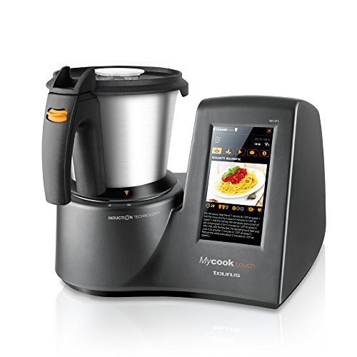 Taurus Mycook Touch Robot de Cocina, wifi, 1600 W, 2 L, hasta 140 grados, multifunción, más de 8000 recetas, Vaporera 2 niveles y cestillo de inox 29x36x26cm