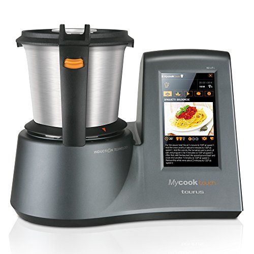 Taurus Mycook Touch Robot de Cocina, wifi, 1600 W, 2 L, hasta 140 grados, multifunción, más de 8000 recetas, Vaporera 2 niveles y cestillo de inox 29x36x26cm