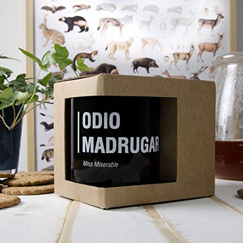 Taza Miss Miserable mensaje Odio madrugar - Taza original - Tazas de desayuno originales - Taza original de desayuno - Tazas graciosas - Tazas de café - Regalo original hombre - Regalo original mujer