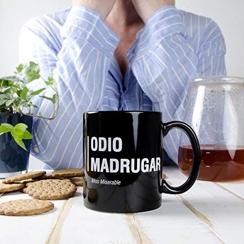 Taza Miss Miserable mensaje Odio madrugar - Taza original - Tazas de desayuno originales - Taza original de desayuno - Tazas graciosas - Tazas de café - Regalo original hombre - Regalo original mujer
