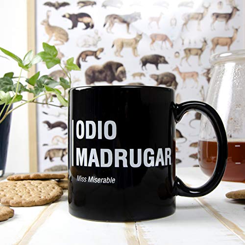 Taza Miss Miserable mensaje Odio madrugar - Taza original - Tazas de desayuno originales - Taza original de desayuno - Tazas graciosas - Tazas de café - Regalo original hombre - Regalo original mujer