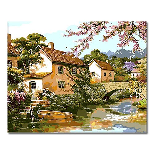 TDDEV Pintura al óleo Digital Pintada a Mano de Bricolaje Pintura Decorativa Europea sin Marco 40 * 50 cm Jardín Xanadu