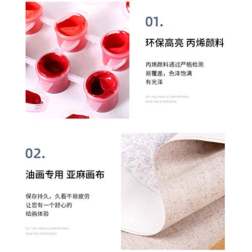 TDDEV Pintura al óleo Digital Pintada a Mano de Bricolaje Pintura Decorativa Europea sin Marco 40 * 50 cm Jardín Xanadu