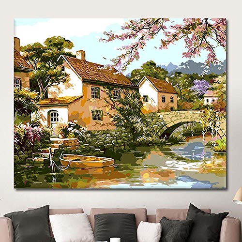 TDDEV Pintura al óleo Digital Pintada a Mano de Bricolaje Pintura Decorativa Europea sin Marco 40 * 50 cm Jardín Xanadu