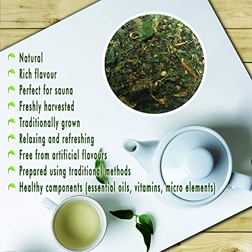 Té Herbal Sedum Mezcla - Espino, melisa, menta fresca, caléndula eneldo, hojas de almendro, hoja de pino - Té de hierbas sabroso y natural - Té refrescante y relajante - Recogido a mano en la UE - 50g