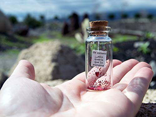 Te quiero. Sólo quería que lo supieras. Mensaje en una botella. Miniaturas. Regalo personalizado. Divertida postal de amor.