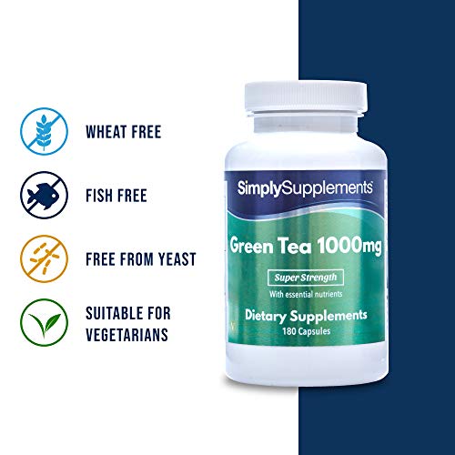 Té verde 1000 mg - ¡Bote para 4 meses! - Apto para veganos - 360 Cápsulas - SimplySupplements