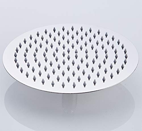 TeamTech Alcachofa de Ducha, 12 pulgadas Alcachofas Fijas para Ducha de Acero Inoxidable 304, Ultrafina Alta Presión Rociador Ducha Efecto Lluvia Redonda, 30 cm, Acabado Cromo