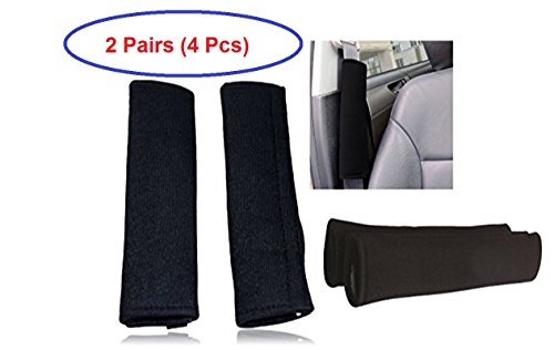 Tech Traders TTSB2 4 Almohadillas para cinturón de Seguridad, Color Negro, 2 Pares, Set de 2