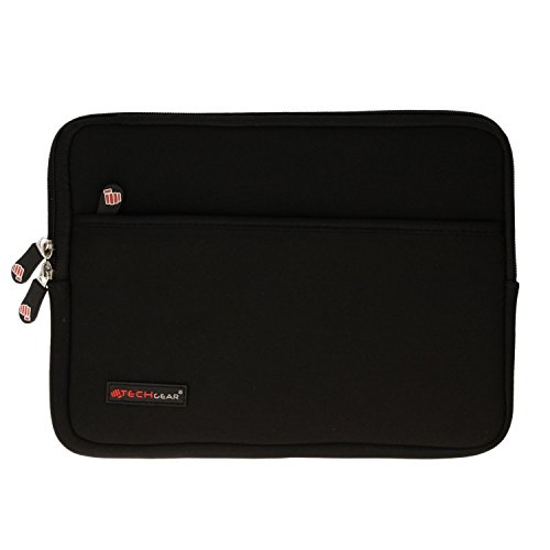TECHGEAR Funda Protectora de Neopreno Delgada Cremallera con al Interior de Burbujas Anti-Golpes Carcasa para Samsung Tab A 10.1 2019 Tab A 10.5, iPad Air 10.5 2019, iPad 9.7, Surface Go y más, Negro