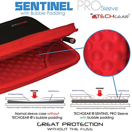 TECHGEAR Funda Protectora de Neopreno Delgada Cremallera con al Interior de Burbujas Anti-Golpes Carcasa para Samsung Tab A 10.1 2019 Tab A 10.5, iPad Air 10.5 2019, iPad 9.7, Surface Go y más, Negro