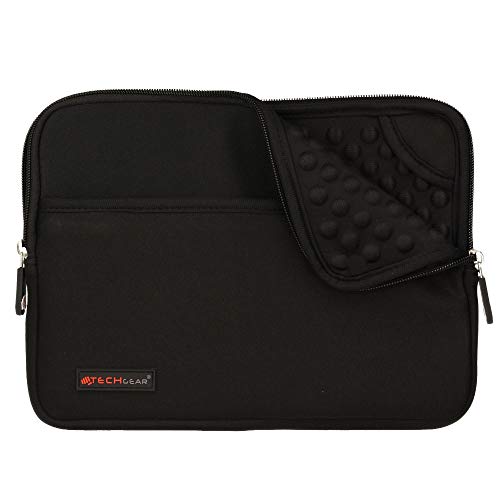 TECHGEAR Funda Protectora de Neopreno Delgada Cremallera con al Interior de Burbujas Anti-Golpes Carcasa para Samsung Tab A 10.1 2019 Tab A 10.5, iPad Air 10.5 2019, iPad 9.7, Surface Go y más, Negro