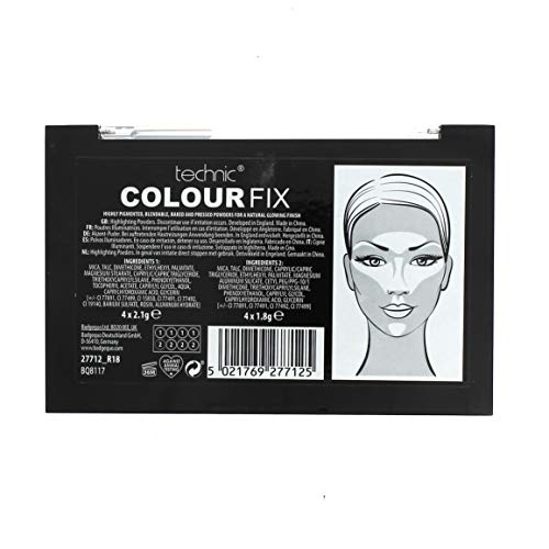 Technic Colour Fix - Paleta de Maquillaje en Polvo Resaltadora (8 colores)