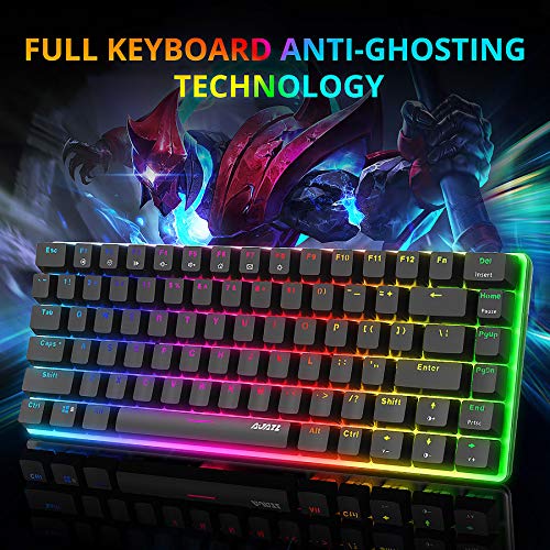 Teclado mecánico Gaming RGB Azul Switch Ajazz AK33 82 Teclas 100% Anti-Ghosting 19 Modos de iluminación RGB para PC/Mac con Windows