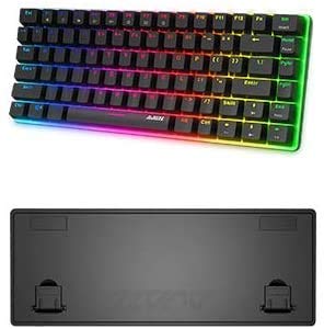 Teclado mecánico Gaming RGB Azul Switch Ajazz AK33 82 Teclas 100% Anti-Ghosting 19 Modos de iluminación RGB para PC/Mac con Windows