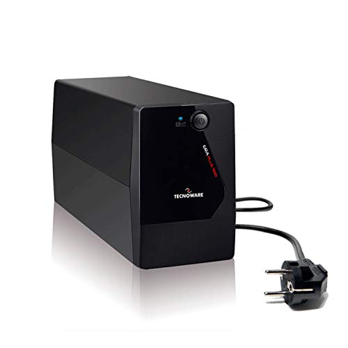 Tecnoware Sistema de alimentación ininterrumpida SAI Era Plus 900 con 2 Salidas Schuko, Potencia de 900 VA, Autonomía de Hasta 50 Minutos con Módem Router WiFi o 13 Minutos con PC , Estabilización AVR