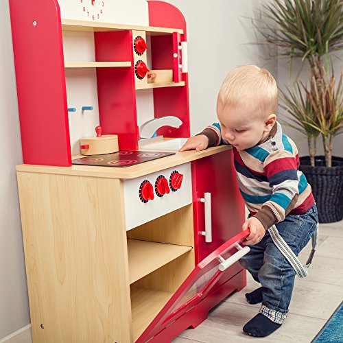 TecTake Cocina de madera de juguete para niños juguete juego de rol toy - varios modelos - (rojo | no. 401235)
