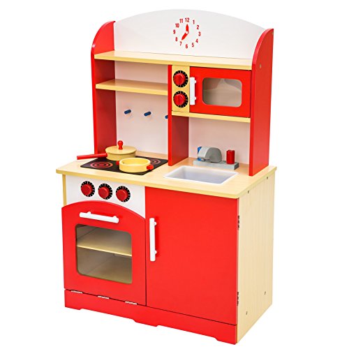 TecTake Cocina de madera de juguete para niños juguete juego de rol toy - varios modelos - (rojo | no. 401235)