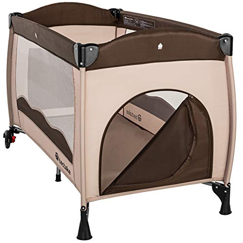 TecTake Cuna de viaje bebe plegable con bolsa de transporte - disponible en diferentes colores - (Café | no. 402417)