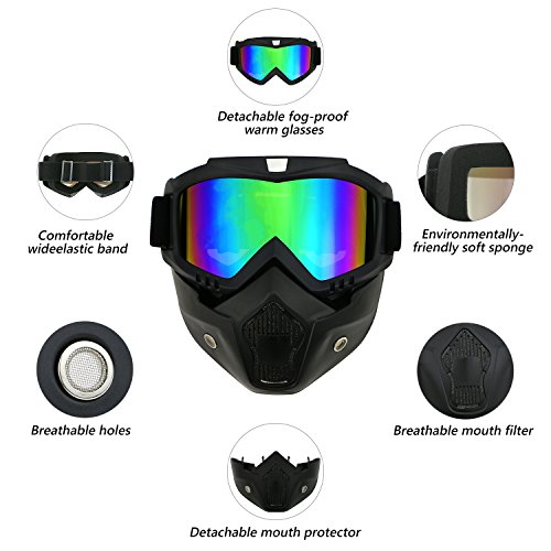 TedGem Casco Moto guantes moto guantes motocross Gafas Máscara desmontable