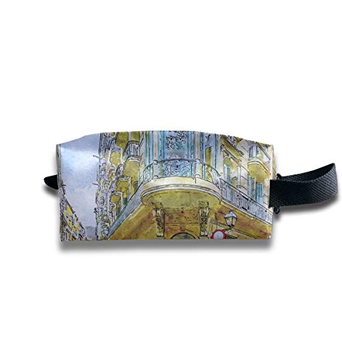 Teen Girl Bolsa de maquillaje Barcelona Street Gothic Quarter Spain Architecture Bolsa de artículos de aseo para niños Square Cosmetic Bag Tote de gran capacidad con cremallera para mujeres y niñas U