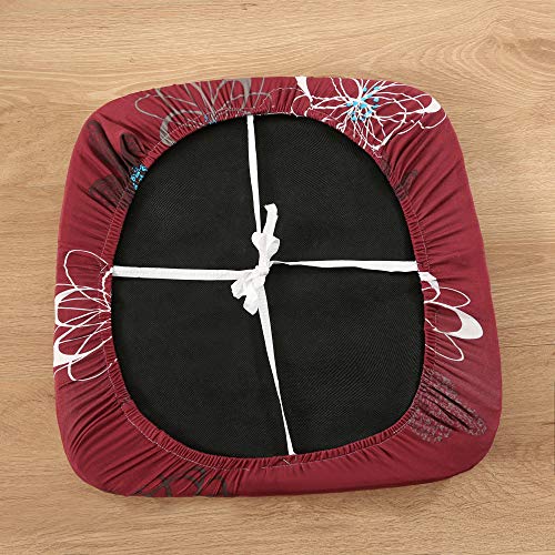 TEERFU - Fundas elásticas para silla de comedor, fundas de asiento de silla de comedor, funda protectora extraíble lavable, con corbatas, juego de 4, Patern Rojo, 4Pack