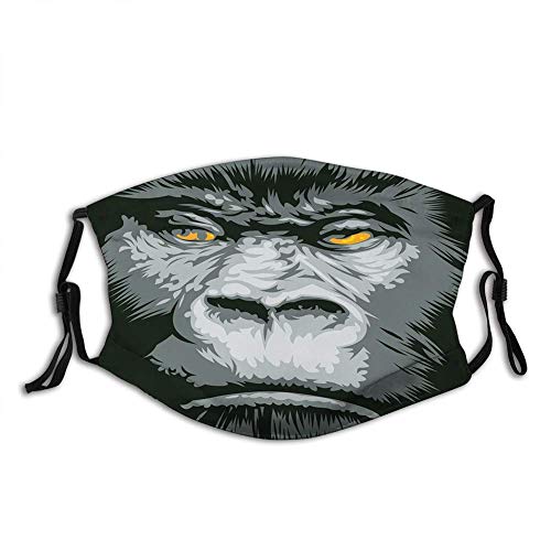 Tela de Relleno Moderno, Retrato de Primer Plano de Gorila con gráfico Naranja EZoo Jungle Animal Wild Money, Media Cara Reutilizable de caléndula Gris