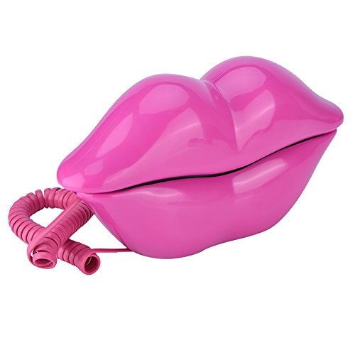 Teléfono con cable Bewinner, teléfono de plástico con labios rosados ​​divertidos, teléfono con cable Teléfono fijo para regalo a amigos / familias con tono claro / aspecto de encaje