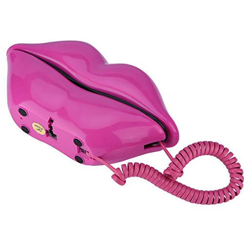 Teléfono con cable Bewinner, teléfono de plástico con labios rosados ​​divertidos, teléfono con cable Teléfono fijo para regalo a amigos / familias con tono claro / aspecto de encaje
