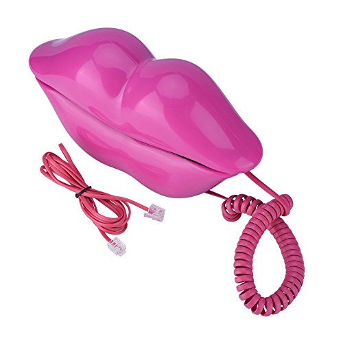 Teléfono con cable Bewinner, teléfono de plástico con labios rosados ​​divertidos, teléfono con cable Teléfono fijo para regalo a amigos / familias con tono claro / aspecto de encaje