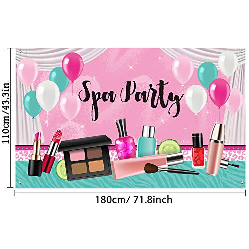 Telón de Fondo de Fiesta de Spa Chica Fondo de Fotografía de Dulce Rosa Princesa Maquillaje Cumpleaños Manteles Cartel de Telón de Fondo de Tema Spa para Fiesta Temáticas Maquillaje, 71 x 43 Pulgadas