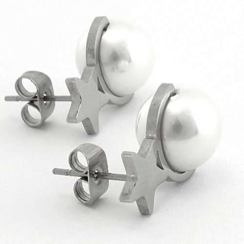 TEMPUS FUGIT. Pendientes Estrella Cinco Puntas de Acero inoxidable Antialérgico Quirúrgico. Inalterable