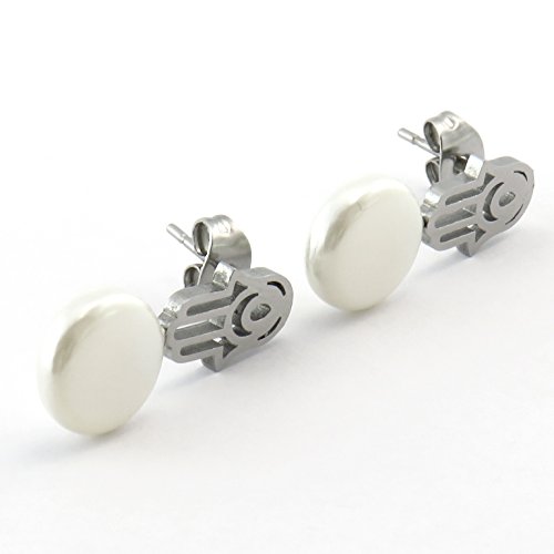 TEMPUS FUGIT. Pendientes Mano de fátima de Acero inoxidable Antialérgico. Inalterable al paso del tiempo.