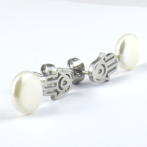 TEMPUS FUGIT. Pendientes Mano de fátima de Acero inoxidable Antialérgico. Inalterable al paso del tiempo.